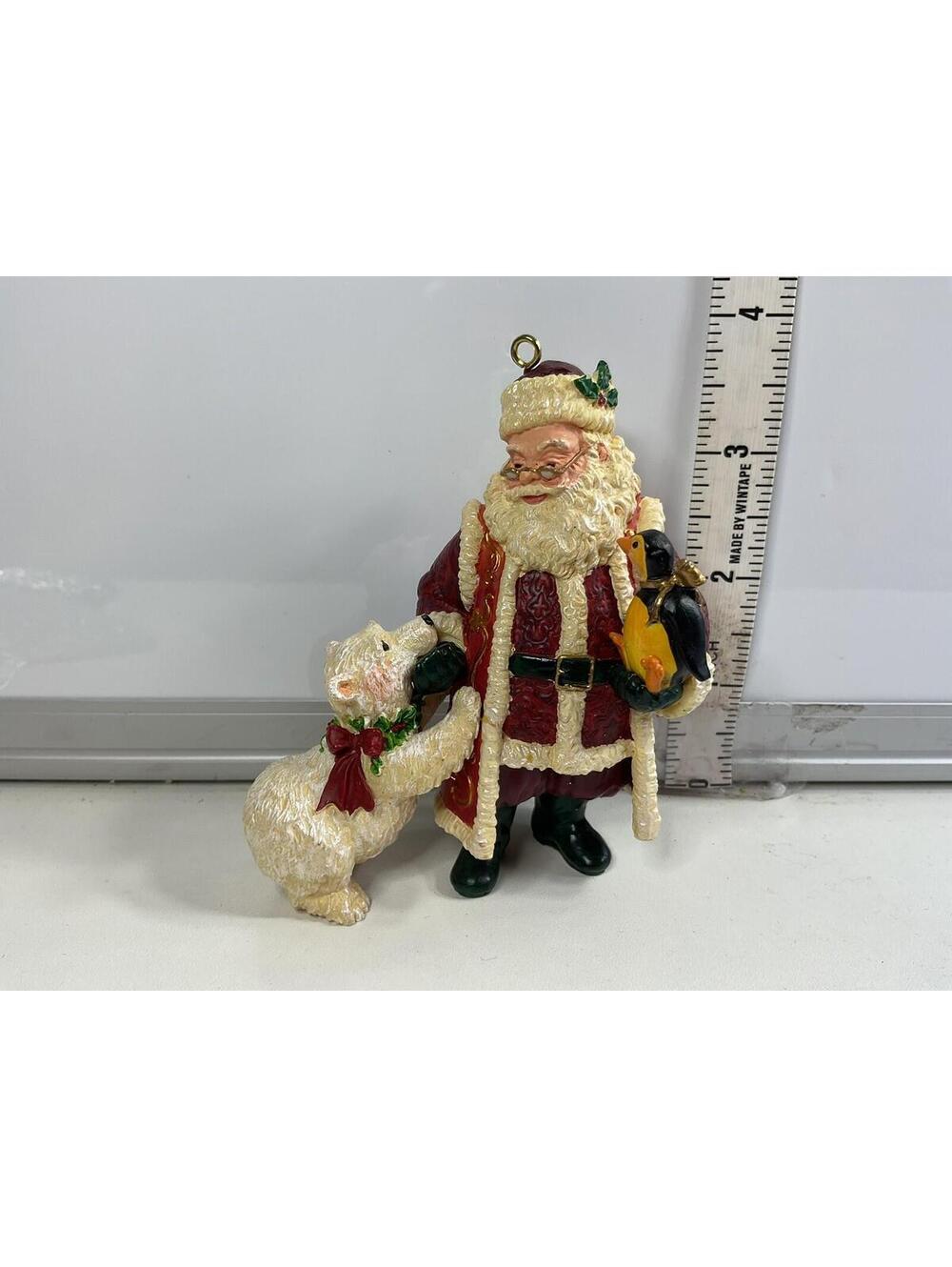 Carlton Resin Santa And Polar Bear Ornament